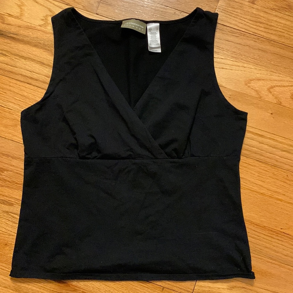 Liz Claiborne lizwear black tank top- faux wrap- size large